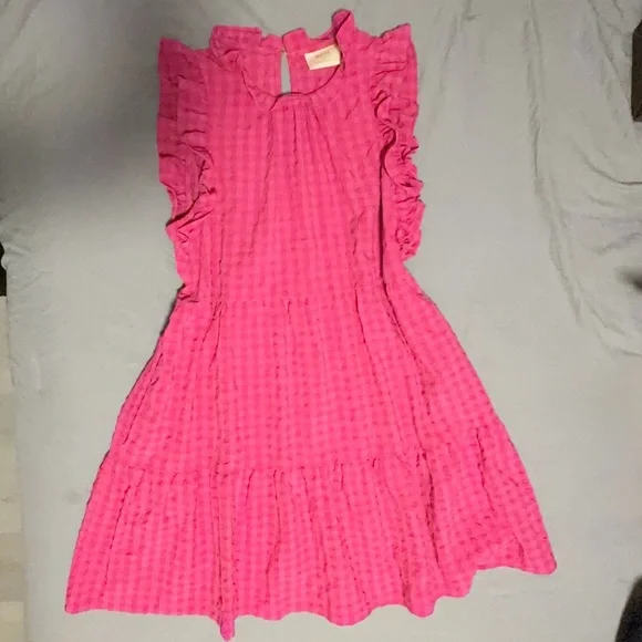 MAEVE by Anthropologie Lida Ruffle Mini Dress in Pink Gingham Size L - Picture 5 of 9